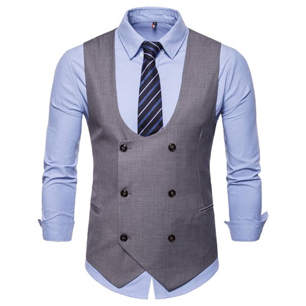 men vest double breasted waistcoat 2018 england style sleeveless u-neck suit vest wedding slim cotton gilet plus men clothes, Black;white
men vest double breasted waistcoat 2018 england style sleeveless u-neck suit vest wedding slim cotton gilet plus men clothes, Black;white