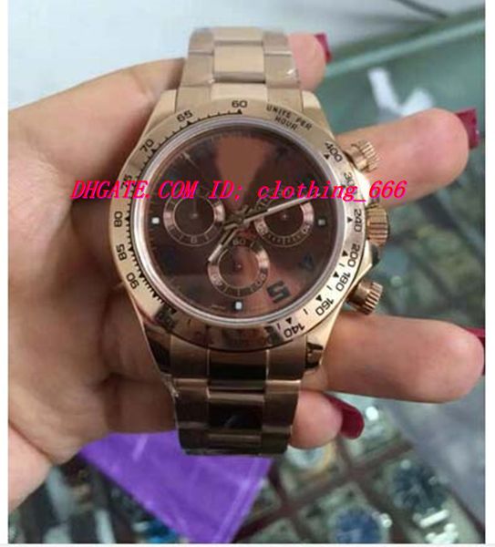 luxury wristwatch new mens 18k rose gold everose chocolate arabic dial 116505 automatic 7750 chronography movement men watches, Slivery;brown
luxury wristwatch new mens 18k rose gold everose chocolate arabic dial 116505 automatic 7750 chronography movement men watches, Slivery;brown