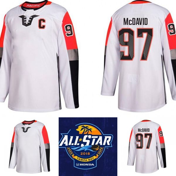 97 Connor McDavid 2018 All-Star Game 29 Marc-Andre Fleury 18 James Neal William Karlsson Jonathan Quick Pacific Division Brock Boeser Jersey
97 Connor McDavid 2018 All-Star Game 29 Marc-Andre Fleury 18 James Neal William Karlsson Jonathan Quick Pacific Division Brock Boeser Jersey
