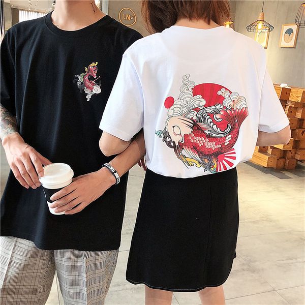 2018 summer koi embroidery shirts mens t shirt striped t shirt mens clothing trend fit short sleeve casual tee, White;black
2018 summer koi embroidery shirts mens t shirt striped t shirt mens clothing trend fit short sleeve casual tee, White;black