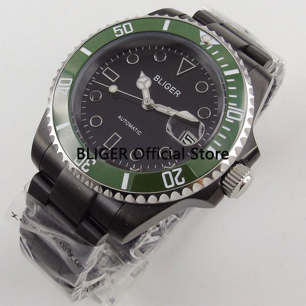 bliger 40mm black dial green ceramic bezel luminous marks date magnifier pvd case sapphire automatic movement men's watch b12-4, Slivery;brown
bliger 40mm black dial green ceramic bezel luminous marks date magnifier pvd case sapphire automatic movement men's watch b12-4, Slivery;brown