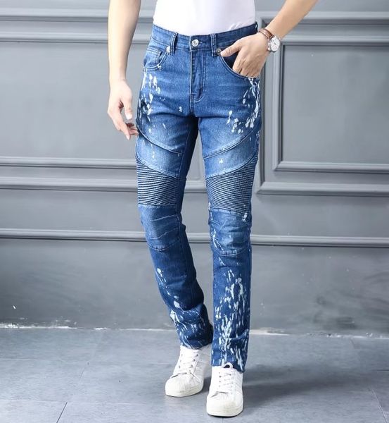 Man Pleated Biker Jeans True Blue Denim Pants Mens Religion Jeans Mens Slim Pencil Pants Plus Size Male Clothes Pants Long Trousers Jeans
Man Pleated Biker Jeans True Blue Denim Pants Mens Religion Jeans Mens Slim Pencil Pants Plus Size Male Clothes Pants Long Trousers Jeans