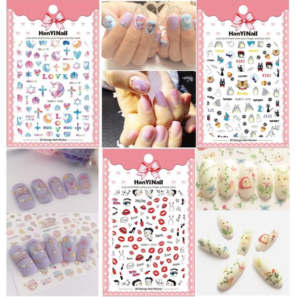 

nails art manicure japan cartoon sticker one piece decorations totoro design pirate brand nail stickers decoration decal, Black