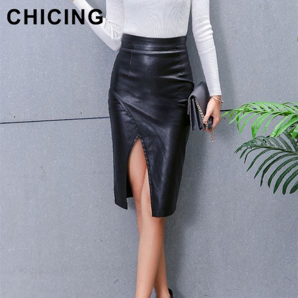chicing new 2019 women midi skirt pu leather high waist asymmetrical slit pencil skirt bodycon elegant femininas 1811002, Black
chicing new 2019 women midi skirt pu leather high waist asymmetrical slit pencil skirt bodycon elegant femininas 1811002, Black