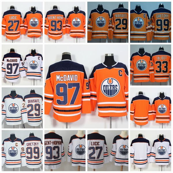 

#97 Connor McDavid Edmonton Oilers Men WomenYouth 2018 29 Leon Draisaitl Wayne Gretzky Milan Lucic Ryan Nugent-Hopkins Talbot Hockey Jersey