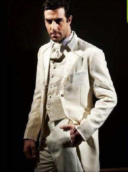 new custom made ivory groom tuxedos groomsmen man suit mens wedding suits bridegroom suit (jacket+pants+vest+tie) 71, Black;gray 
new custom made ivory groom tuxedos groomsmen man suit mens wedding suits bridegroom suit (jacket+pants+vest+tie) 71, Black;gray