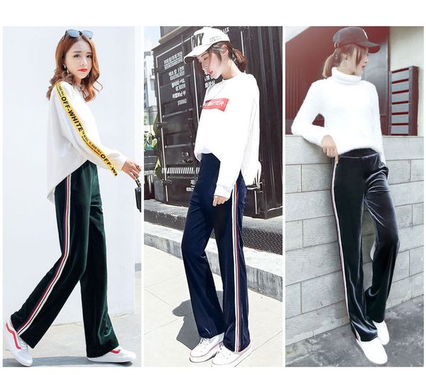 women clothing winter velvet pants fashion wide leg joggers comfortable red black active pants ing, Black;white
women clothing winter velvet pants fashion wide leg joggers comfortable red black active pants ing, Black;white