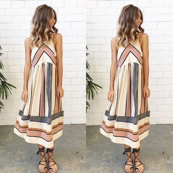 women long dress sleeveless bohemia beach striped print o neck casual s- xl summer fashion clothes, Black;gray
women long dress sleeveless bohemia beach striped print o neck casual s- xl summer fashion clothes, Black;gray
