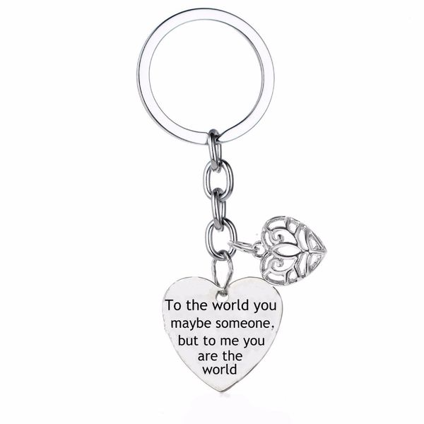 engraved to the world you may be someone keychain love heart charms keyring gifts for women men lovers couples family jewelry, Silver
engraved to the world you may be someone keychain love heart charms keyring gifts for women men lovers couples family jewelry, Silver