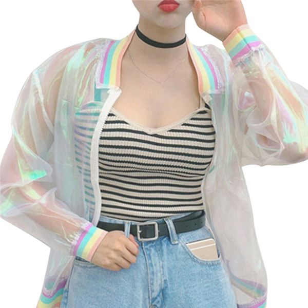 harajuku summer women jacket laser rainbow symphony hologramsunproof women coat iridescent transparent bomber jacket, Black;brown
harajuku summer women jacket laser rainbow symphony hologramsunproof women coat iridescent transparent bomber jacket, Black;brown