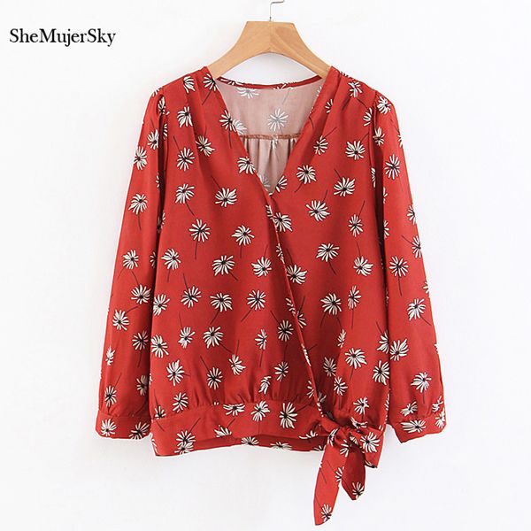 shemujersky red elegant blouses white daisy print three quarter sleeve shirt autumn v-neck bow hem blusa
shemujersky red elegant blouses white daisy print three quarter sleeve shirt autumn v-neck bow hem blusa