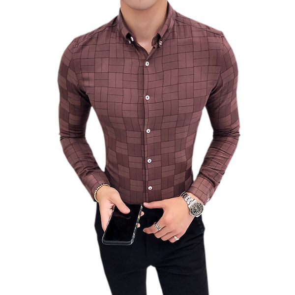 spring/autumn 2018 england long-sleeved men's business shirt fashionable plaid men's style korean version of slim casual shirt, White;black
spring/autumn 2018 england long-sleeved men's business shirt fashionable plaid men's style korean version of slim casual shirt, White;black