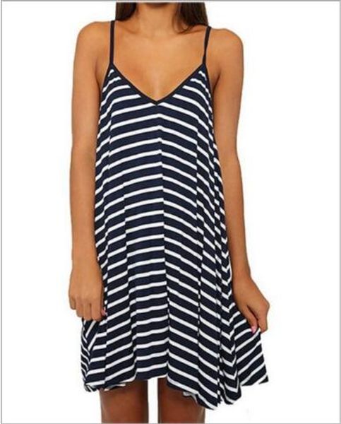 black and white striped v neck halter dress loose beach seaside wear summer swimming wear, Black;gray
black and white striped v neck halter dress loose beach seaside wear summer swimming wear, Black;gray