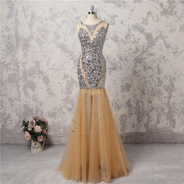 major beading shinning prom dresses sheer neck sequins mermaid evening gowns champagne tulle backless party dress formal pageant wear, Black
major beading shinning prom dresses sheer neck sequins mermaid evening gowns champagne tulle backless party dress formal pageant wear, Black