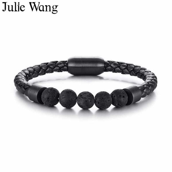julie wang men high quality black braid leather+lava stones stainless steel bracelet magnet clasp fashion bangle jewelry
julie wang men high quality black braid leather+lava stones stainless steel bracelet magnet clasp fashion bangle jewelry