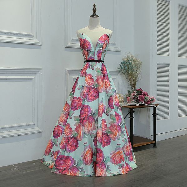2018 new arrival gorgeous style dress evening prom party dress floral print pattern vestido de festa v-neck long formal style dress, Black
2018 new arrival gorgeous style dress evening prom party dress floral print pattern vestido de festa v-neck long formal style dress, Black