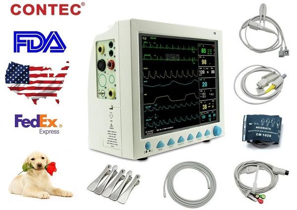 

ce fda contec cms8000 12.1" icu/ccu vet multi-parameter veterinary patient monitor for animals multipara medical holter machine