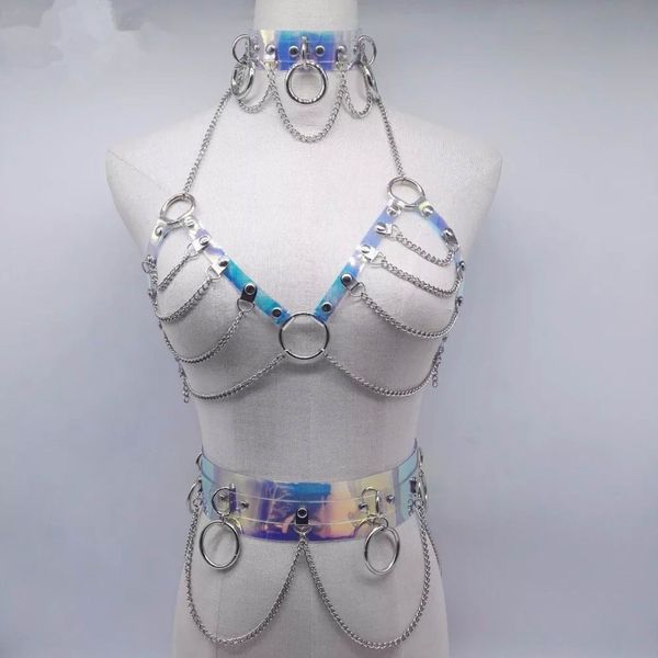 fashion handmade laser holographic choker harness punk collar belt necklace bra spikes chain torques club party, Silver
fashion handmade laser holographic choker harness punk collar belt necklace bra spikes chain torques club party, Silver