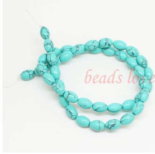 

1strand 16"(43pcs)natural stone blue turquoises loose beads 6mm*9mm (w02970)ing, Black