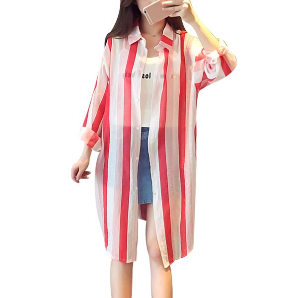 2018 autumn loose shirts blusas new striped kimono cardigan women long sleeve summer beach blouses female sun cover up long, White
2018 autumn loose shirts blusas new striped kimono cardigan women long sleeve summer beach blouses female sun cover up long, White