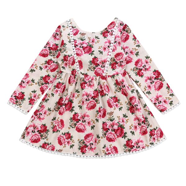 new baby girls dress fashion floral princess dress 2018 autumn children flowers print lace bow dresses kids boutique clothing, Red;yellow
new baby girls dress fashion floral princess dress 2018 autumn children flowers print lace bow dresses kids boutique clothing, Red;yellow