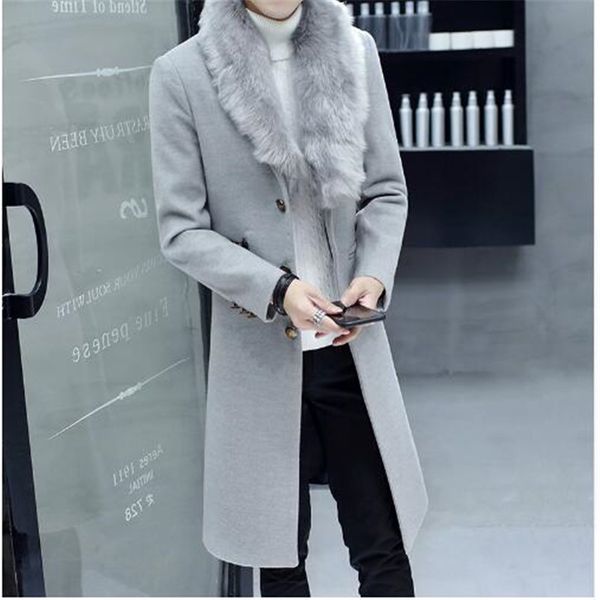 2018 new men's long coat big fur collar young korean autumn winter coat male tide, Tan;black
2018 new men's long coat big fur collar young korean autumn winter coat male tide, Tan;black