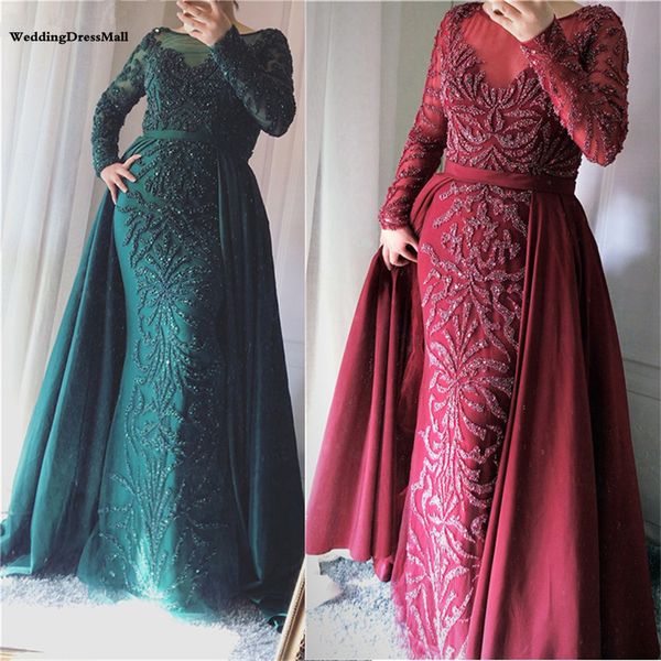 luxury pink mermaid evening dresses emeradald green train long sleeves beading crystal evening gown 2021, Black;red
luxury pink mermaid evening dresses emeradald green train long sleeves beading crystal evening gown 2021, Black;red