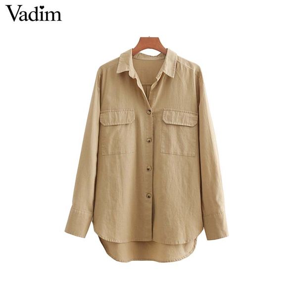 vadim women basic loose blouse pockets long sleeve turn down collar pleated shirts female irregular office wear blusa la209, White
vadim women basic loose blouse pockets long sleeve turn down collar pleated shirts female irregular office wear blusa la209, White