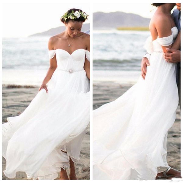 Beach Sleeveless Wedding Dress 2019 Chiffon Off The Shoulder Backless Wedding Gowns Beads Belt Floor Length Bridal Dress Vestido de novia
Beach Sleeveless Wedding Dress 2019 Chiffon Off The Shoulder Backless Wedding Gowns Beads Belt Floor Length Bridal Dress Vestido de novia