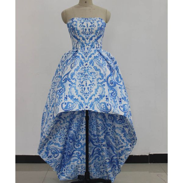 real ps women sleeveless high low a-line satin prom dresses 2018 aysmetrical zipper blue printed strapless evening gowns custom made, Red
real ps women sleeveless high low a-line satin prom dresses 2018 aysmetrical zipper blue printed strapless evening gowns custom made, Red