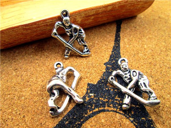 36pcs--hockey charms, antique tibetan silver hockey player charm pendants 24x17mm, Bronze;silver
36pcs--hockey charms, antique tibetan silver hockey player charm pendants 24x17mm, Bronze;silver
