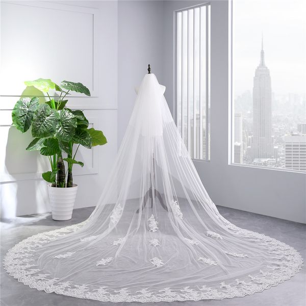 luxury 3.5 meters cathedral length lace long two layers bridal veils white ivory lace appliqued edge with comb wedding veils hl57, Black
luxury 3.5 meters cathedral length lace long two layers bridal veils white ivory lace appliqued edge with comb wedding veils hl57, Black