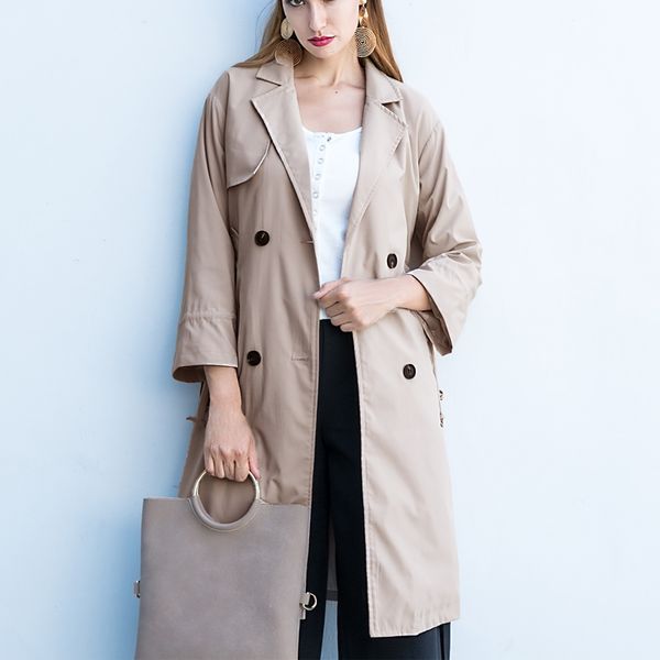 2018 women classic double breasted windproof trench coat belt tiered casual female long trench autumn winter business outerwear, Tan;black
2018 women classic double breasted windproof trench coat belt tiered casual female long trench autumn winter business outerwear, Tan;black
