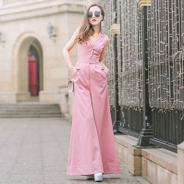 2018 spring summer sleeveless rompers women jumpsuit full length pants slim pink overalls wide leg pants plus size long trousers, Black;white
2018 spring summer sleeveless rompers women jumpsuit full length pants slim pink overalls wide leg pants plus size long trousers, Black;white