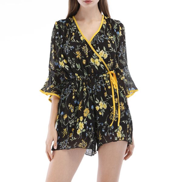 deep v neck summer chiffon bodysuits women floral print beach playsuit female short overalls jumpsuit casual boho bodysuit, Black;white
deep v neck summer chiffon bodysuits women floral print beach playsuit female short overalls jumpsuit casual boho bodysuit, Black;white