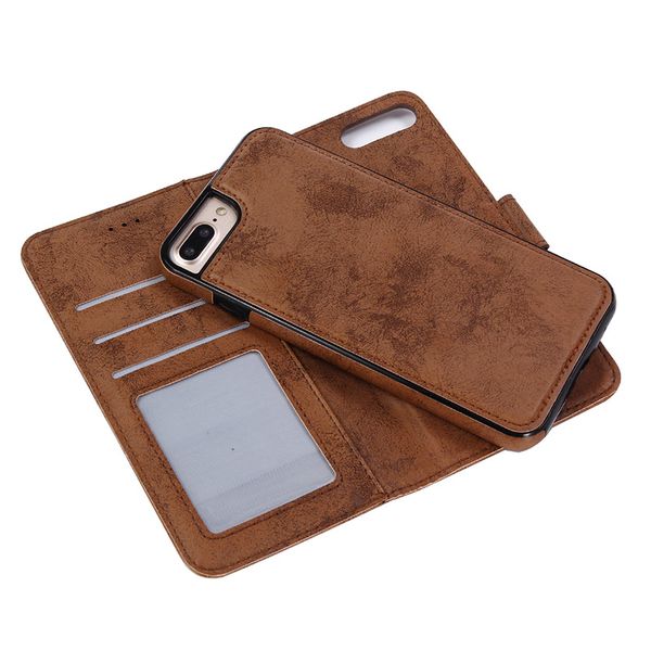 One Piece Multi-functional PU Leather Flip Card Slot Cover Case for IPhone XS MAX XR 8 Plus with Magnet Detachable Smart Phone Back Cover
