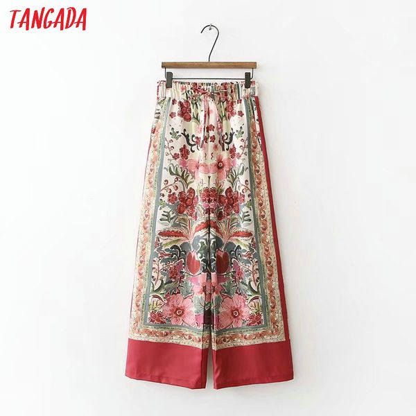 tangada summer woman floral print red wide leg pants bow tie pocket retro female streetwear casual trousers mujer xd290, Black;white 
tangada summer woman floral print red wide leg pants bow tie pocket retro female streetwear casual trousers mujer xd290, Black;white