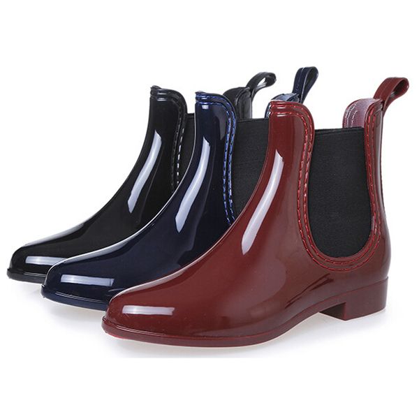 rubber boots 2018 waterproof trendy jelly women ankle rain boot elastic band solid color rainy shoes women, Black;red 
rubber boots 2018 waterproof trendy jelly women ankle rain boot elastic band solid color rainy shoes women, Black;red