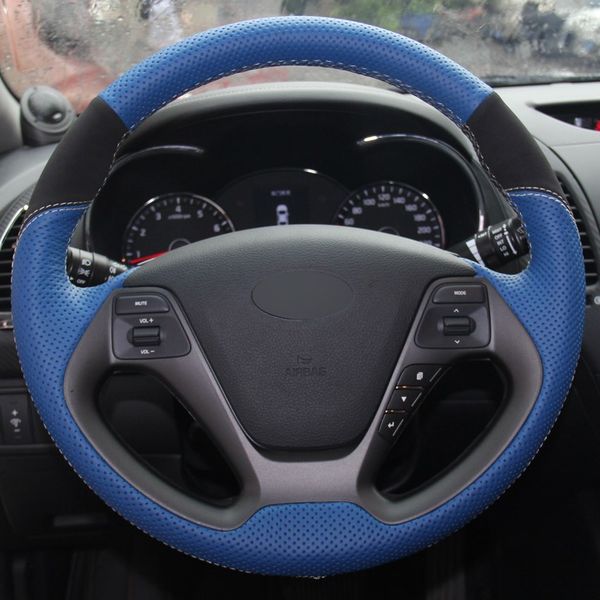 blue genuine leather black suede hand-stitched car steering wheel cover for kia k3 kia ceed cee'd 2013 2014
blue genuine leather black suede hand-stitched car steering wheel cover for kia k3 kia ceed cee'd 2013 2014