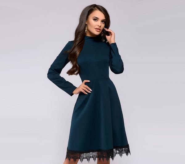 women vintage lace edge dress fashion long sleeve o neck knee-length a-line dresses 2018 autumn ladies purple party dress, White;black
women vintage lace edge dress fashion long sleeve o neck knee-length a-line dresses 2018 autumn ladies purple party dress, White;black