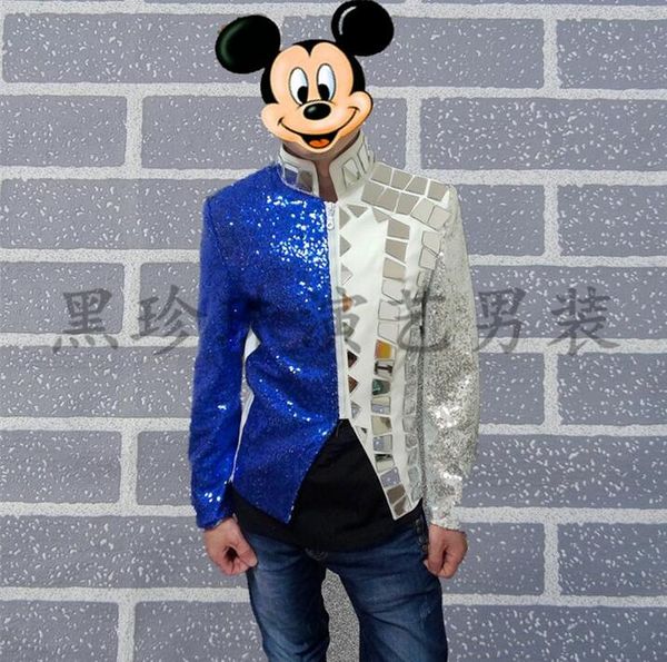 men lenses suits stage costumes for singers men sequin blazer dance clothes jacket star style dress punk stand collar splice, White;black
men lenses suits stage costumes for singers men sequin blazer dance clothes jacket star style dress punk stand collar splice, White;black