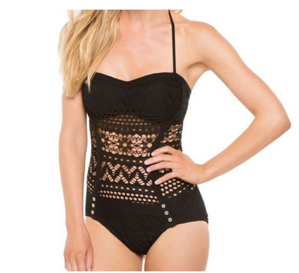 women one piece swimsuits summer beach lace hook black white bikinis romper backless swimwear, White;black
women one piece swimsuits summer beach lace hook black white bikinis romper backless swimwear, White;black