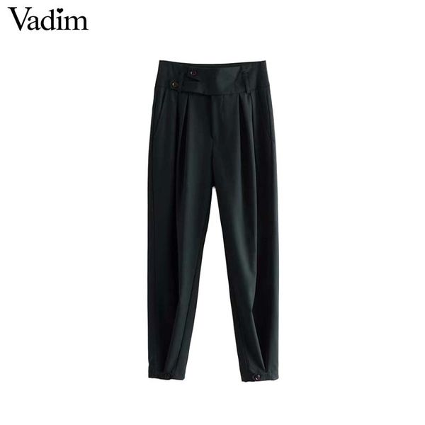 vadim women solid pleated design pants pockets zipper hign waist female casual ankle length chic trousers pantalones ka395, Black;white
vadim women solid pleated design pants pockets zipper hign waist female casual ankle length chic trousers pantalones ka395, Black;white