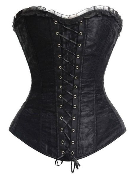 women's satin zipper side overbust corset black lace overlay corsets and bustiers waist trainer shapewear espartilho, Black;white
women's satin zipper side overbust corset black lace overlay corsets and bustiers waist trainer shapewear espartilho, Black;white