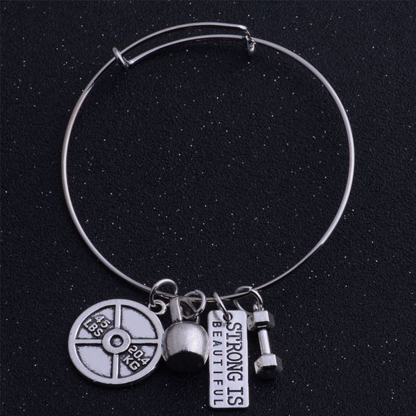 12 pc/lot strong is beautiful charm bracelet barbell dumbbell fitness gym weightlift kettle bell bangle men friends father gift, Black
12 pc/lot strong is beautiful charm bracelet barbell dumbbell fitness gym weightlift kettle bell bangle men friends father gift, Black