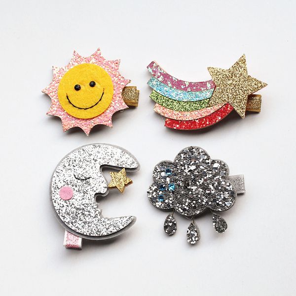 new rainbow hairpin 20pc cloud hair clip glitter felt moon with mini stars silver could hair grip stripe gold sun shape hairpins, Slivery;white
new rainbow hairpin 20pc cloud hair clip glitter felt moon with mini stars silver could hair grip stripe gold sun shape hairpins, Slivery;white