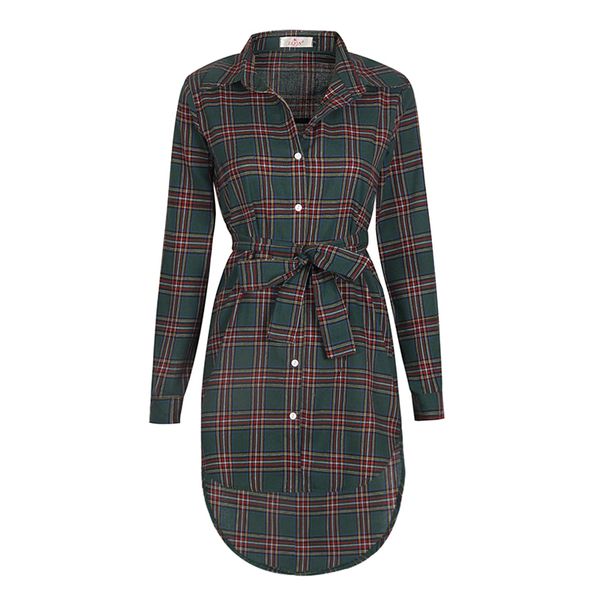 Casual Plaid Women Shirt Dress Vintage Button Bandage Dress Irregular Hemturn Down Collar Long Sleeve Mini Dress Women Clothes
Casual Plaid Women Shirt Dress Vintage Button Bandage Dress Irregular Hemturn Down Collar Long Sleeve Mini Dress Women Clothes