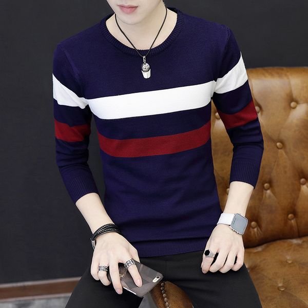 2018 autumn thin sweater male teenagers round collar stripe knit sweater tide cultivate one's morality, White;black
2018 autumn thin sweater male teenagers round collar stripe knit sweater tide cultivate one's morality, White;black