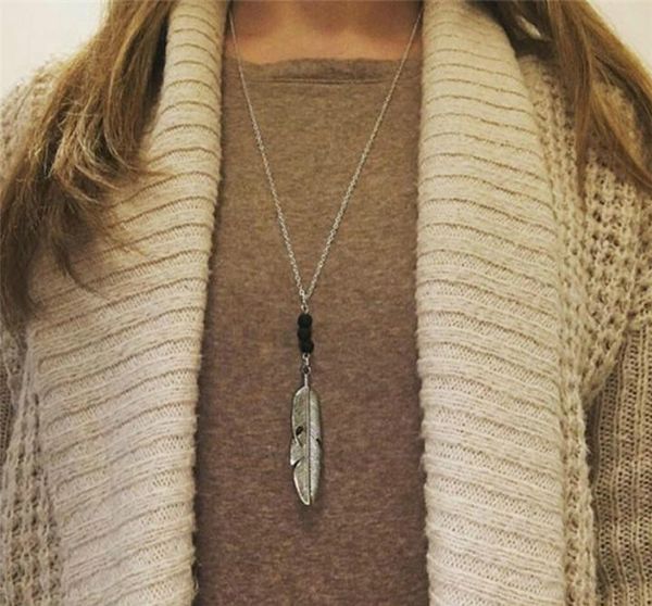 vintage lava-rock bead feather/leaves tassel long necklace aromatherapy essential oil diffuser necklaces black lava pendant jewelry 2103, Silver
vintage lava-rock bead feather/leaves tassel long necklace aromatherapy essential oil diffuser necklaces black lava pendant jewelry 2103, Silver