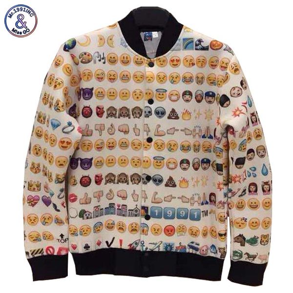 

2017 mr.1991inc men clothing print q emoji jacket 3d men single breasted rib sleeve space cotton jacket men's casual jackets j32, Black;brown